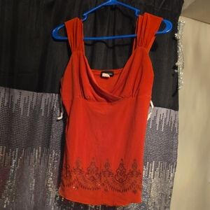 🔵Perseption Red Embellished Tank Top